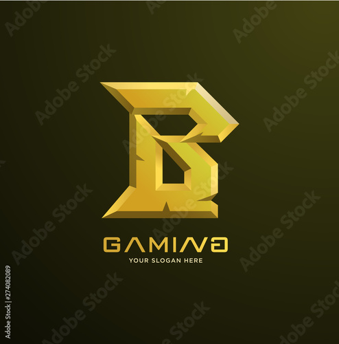 Initial letter B gaming esports style logo template