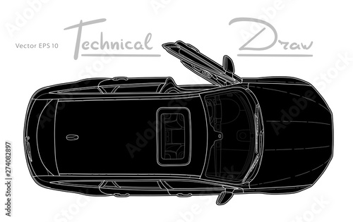 Car from top view vector. Flat design auto.