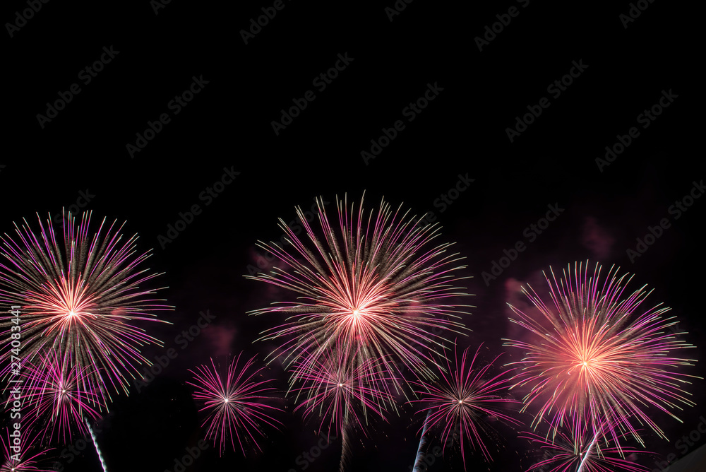 Colorful of fireworks in holiday festival from Pattaya Chonburi Thailand