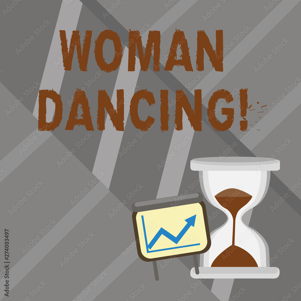 Word writing text Woanalysis Dancing. Business photo showcasing confident woanalysis that dances gracefully and professionally Successful Growth Chart with Arrow Going Up and Hourglass with Sand