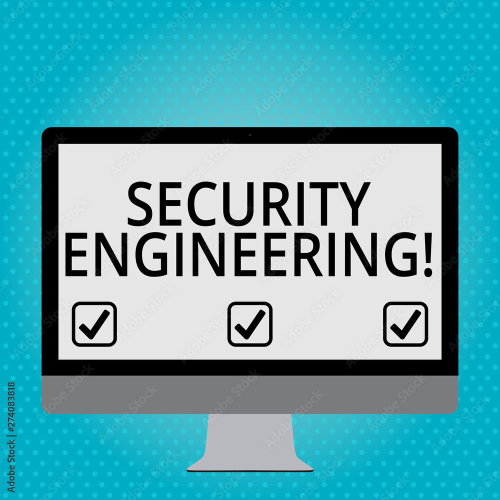 Handwriting text Security Engineering. Conceptual photo focus on the security aspects in the design of systems Blank White Computer Monitor WideScreen Mounted on a Stand for Technology Handwriting text Security Engineering. Conceptual photo focus on the security aspects in the design of systems Blank White Computer Monitor WideScreen Mounted on a Stand for Technology