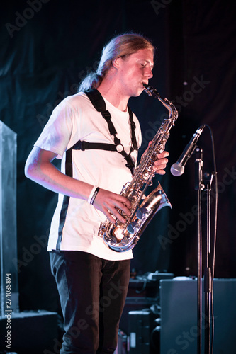 saxophonist on stage