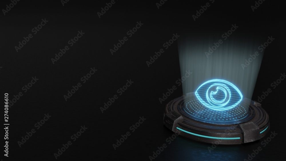 3d hologram symbol of eye icon render 3d hologram symbol of eye icon render