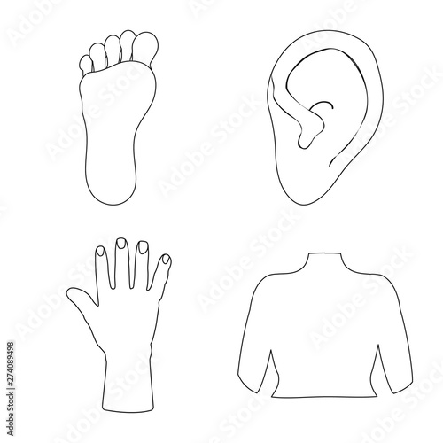 Vector illustration of body and part logo. Set of body and anatomy vector icon for stock.