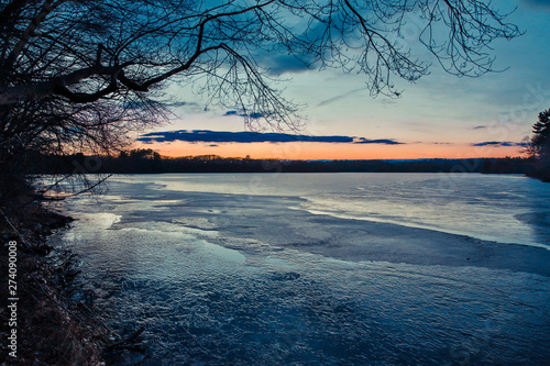 Sunset on a lake in Marlborough, Massachusetts
