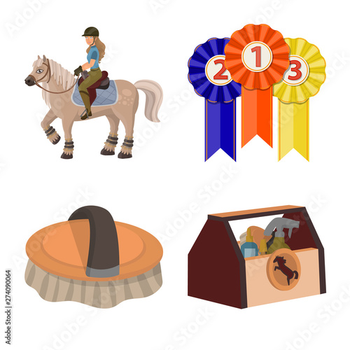 Vector design of horseback and equestrian icon. Set of horseback and horse vector icon for stock.