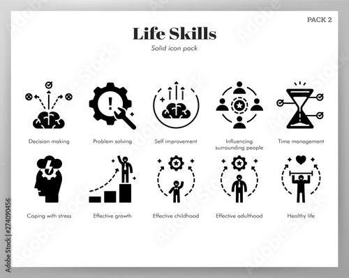 Life skills icons Solid pack
