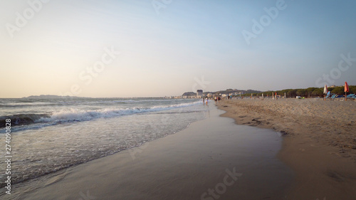 Coast on empty beach in Dures  Albania on Adriatic sea  CINEMATIC STEADICAM SHOT