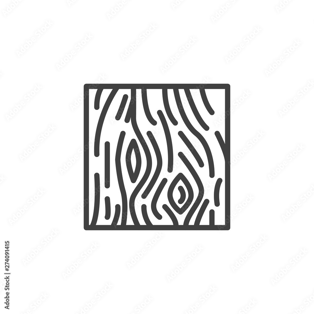 Fototapeta premium Wood board line icon. Block for building construction or flooring linear style sign for mobile concept and web design. Square wooden timber plank outline vector icon. Symbol, logo illustration.