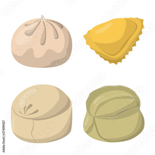 Isolated object of dumplings and food sign. Collection of dumplings and stuffed vector icon for stock.