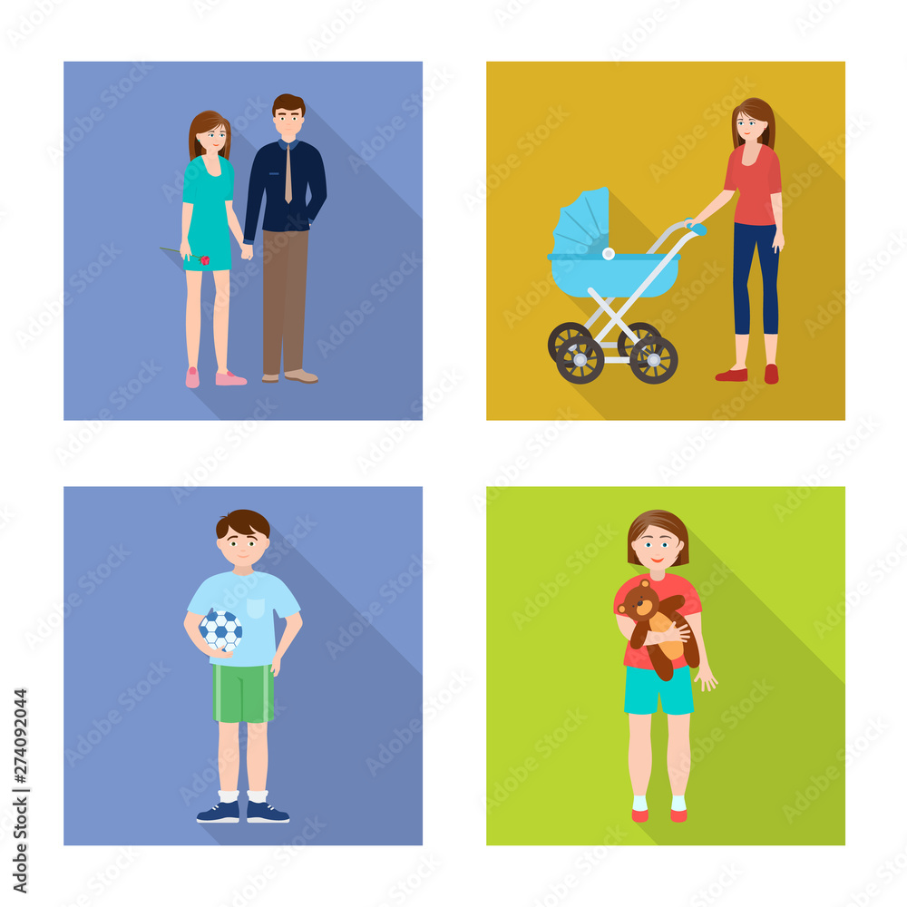 Vector design of generation and happy sign. Collection of generation and avatar vector icon for stock.