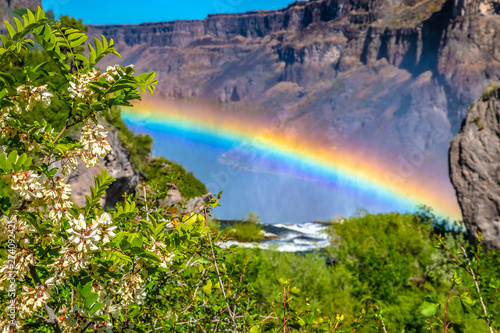Beautiful Morning With Double Rainbows at Shoshone Falls in Twin Falls Idaho
