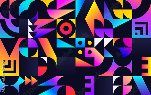 Geometric pattern with retro styled vibrant shapes