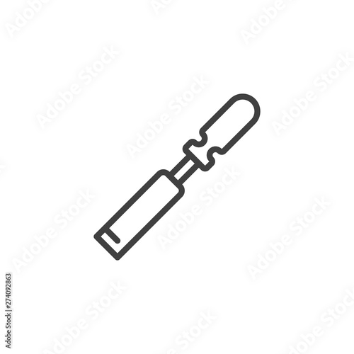 Carpenter chisel line icon. linear style sign for mobile concept and web design. Chisel hand tool outline vector icon. Symbol, logo illustration. Vector graphics