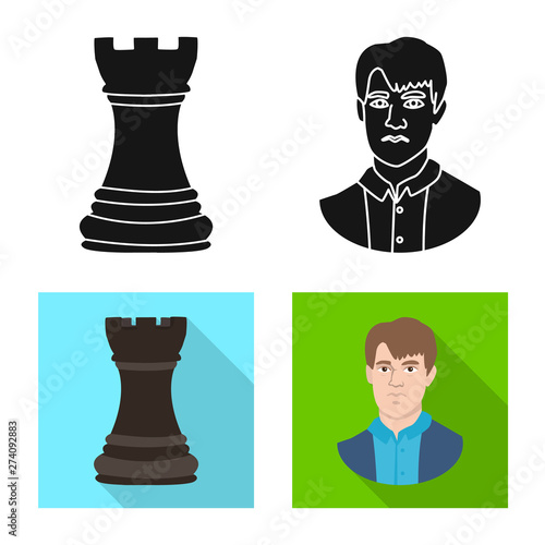Vector illustration of checkmate and thin symbol. Set of checkmate and target vector icon for stock.