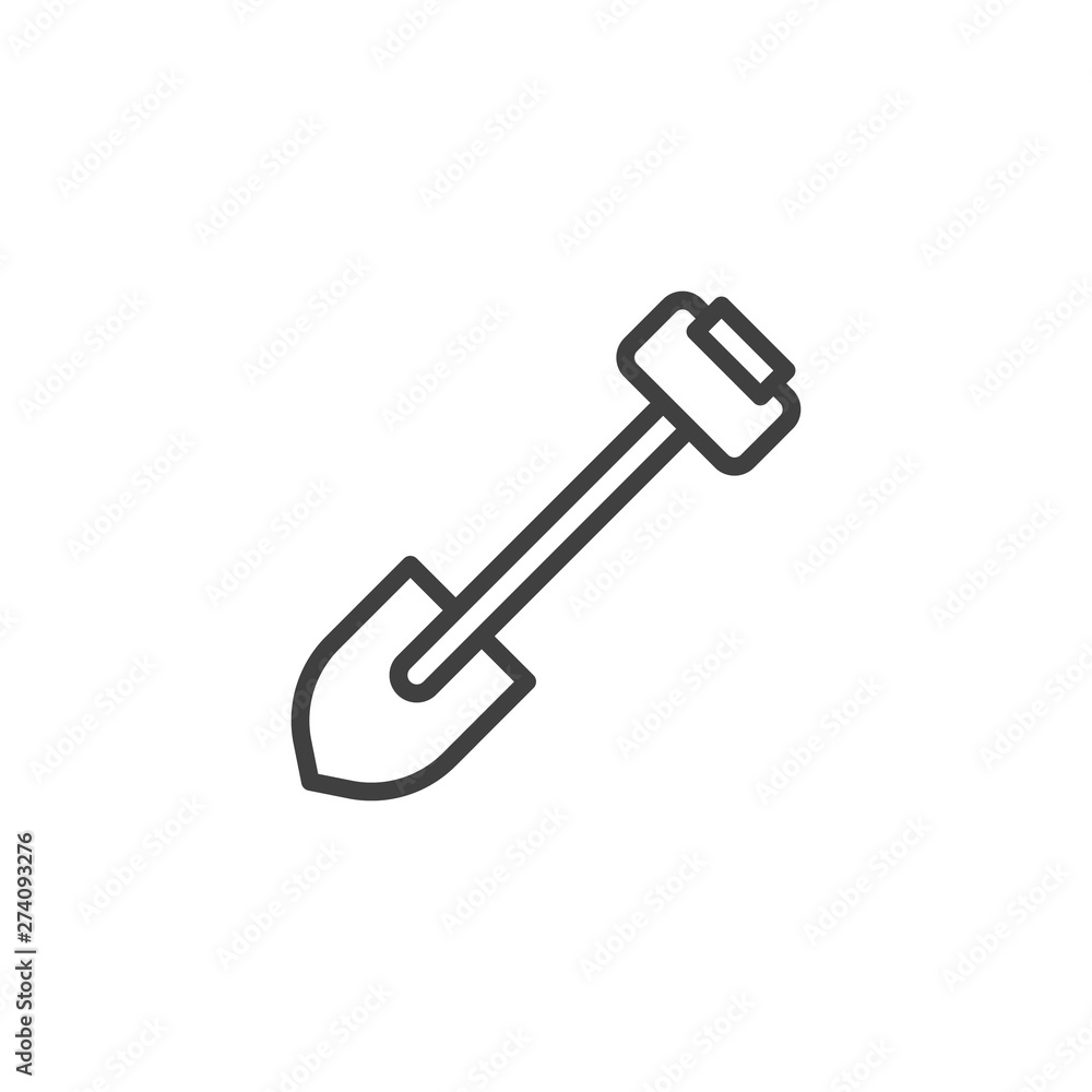 Spade tool line icon. linear style sign for mobile concept and web design. Short shovel outline vector icon. Symbol, logo illustration. Vector graphics Spade tool line icon. linear style sign for mobile concept and web design. Short shovel outline vector icon. Symbol, logo illustration. Vector graphics