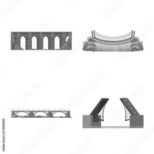 Isolated object of design and construct symbol. Set of design and bridge stock symbol for web.