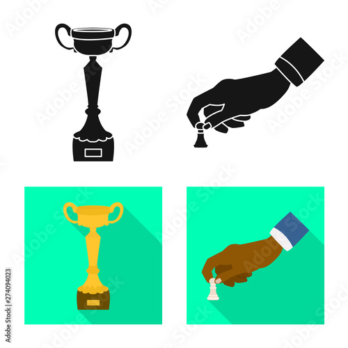 Vector illustration of checkmate and thin logo. Set of checkmate and target stock symbol for web.