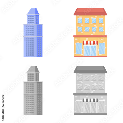 Vector illustration of municipal and center sign. Set of municipal and estate vector icon for stock. © pandavector