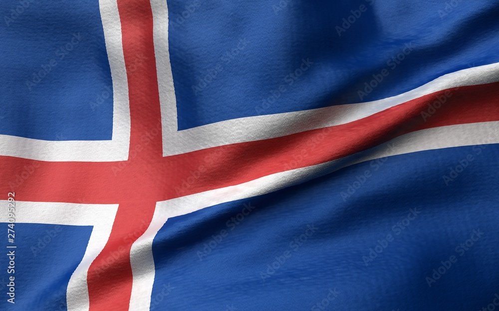 Fototapeta premium 3D Illustration of Iceland Flag