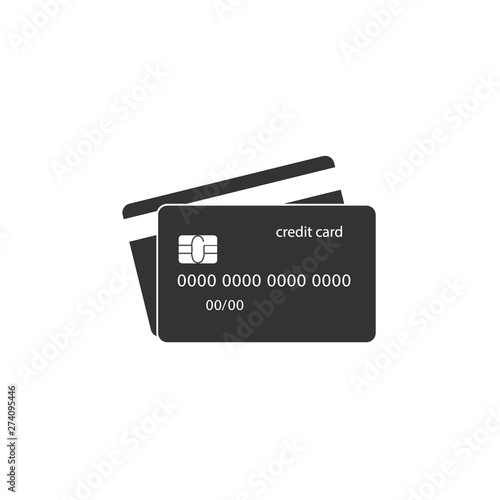 Credit card icon. Vector illustration, flat design.