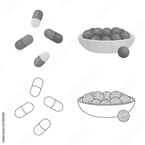 Vector illustration of protein and sea sign. Collection of protein and natural vector icon for stock.