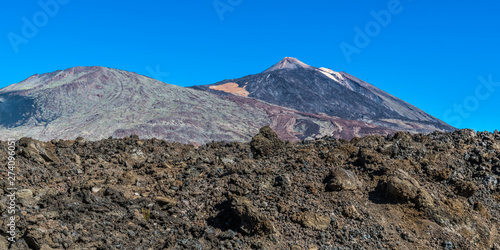 The edge of the lava flow in a volcanic Caldera