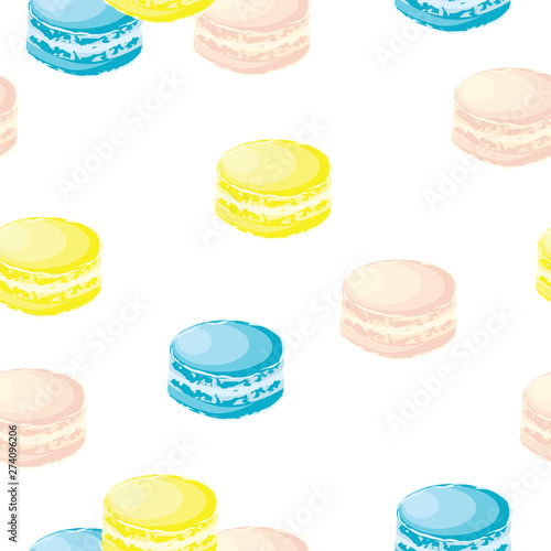 seamless pattern with colorful macaroons vector 