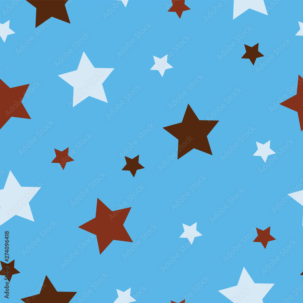 seamless pattern with stars and blue background - brown stars vector illustration seamless pattern with stars and blue background - brown stars vector illustration
