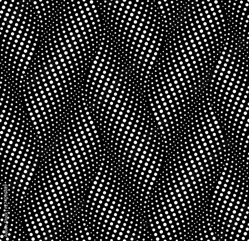 Vector seamless texture. Modern geometric background. Wavy lines of dots.