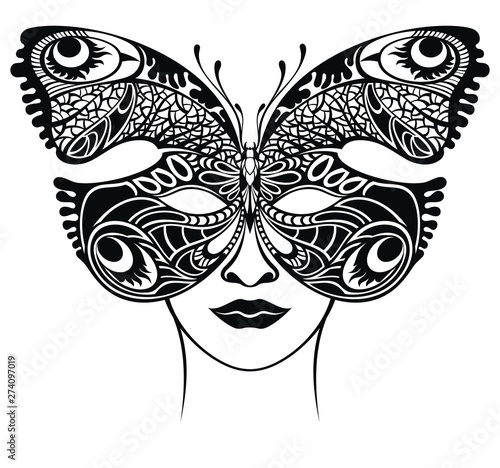 Masquerade mask . Venetian lacy butterfly filigree mask template