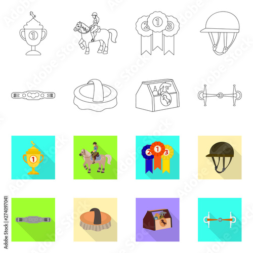 Vector design of equipment and riding sign. Set of equipment and competition vector icon for stock.
