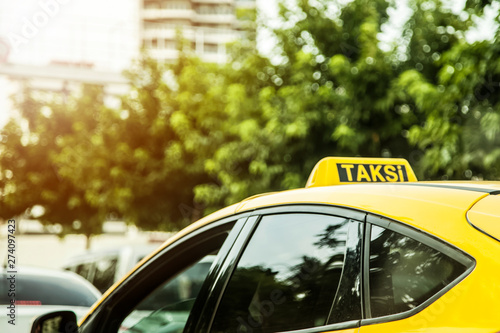 Yellow taxi in the city