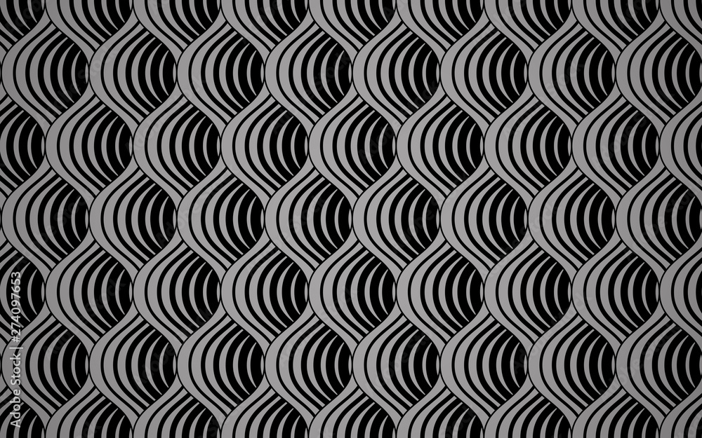 Fototapeta premium The geometric pattern with wavy lines. Seamless vector background. Black texture. Simple lattice graphic design
