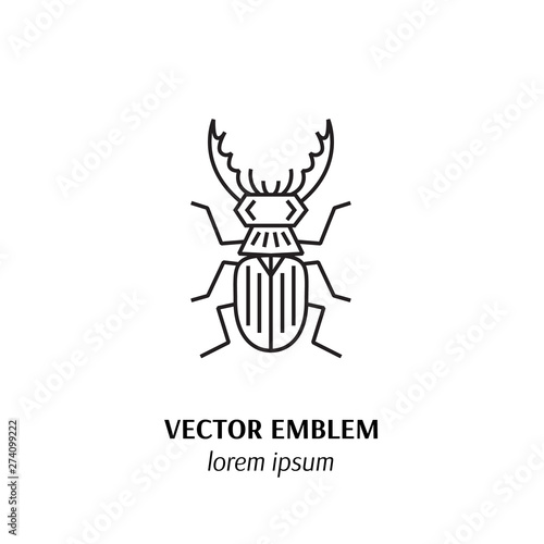 Beetle deer line icon isolated on white background