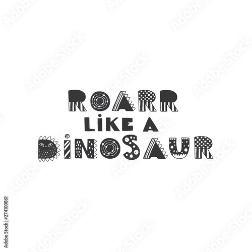 Dinosaur design lettering hand drawn vintage illustration