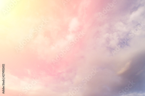 Thick fluffy sunset clouds. Background