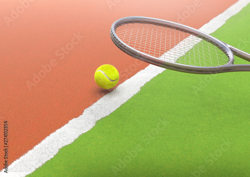 Tennis ball off the edge of the court line