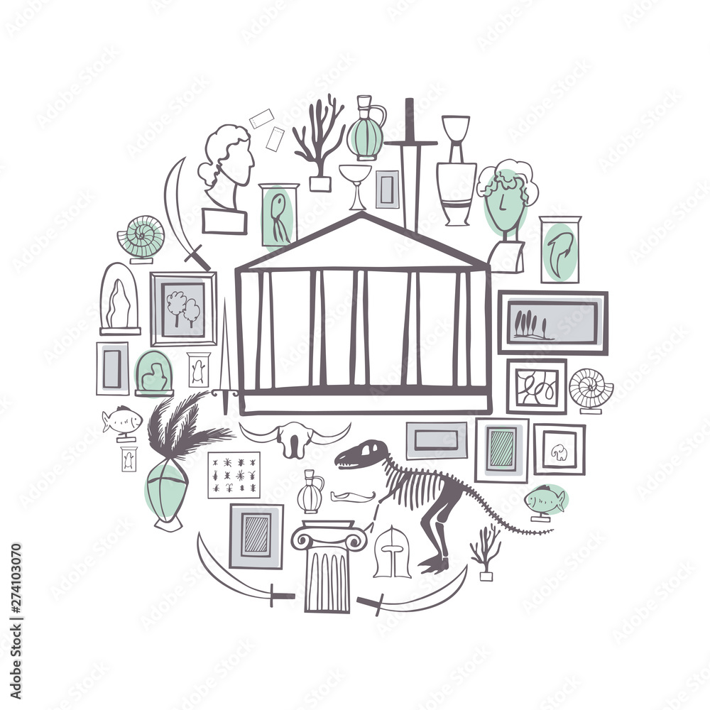 Visiting of museum. Vector sketch illustration. Visiting of museum. Vector sketch illustration.