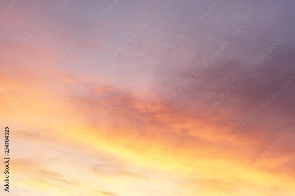 Cloudy colorful sunset skies Nature colors background