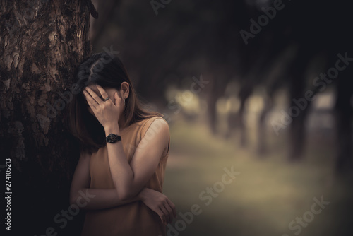 Beautiful thai woman very sad from unrequited love rethink think over vintage style dark tone broken heart asian girl