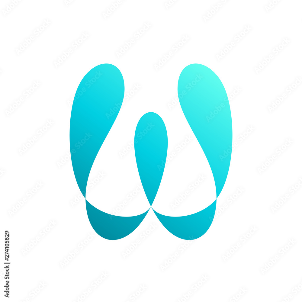 Simple initial letter W logo design with splash water shape Simple initial letter W logo design with splash water shape