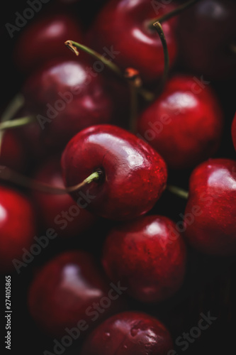 Sweet Red Cherries in elegant High Glass