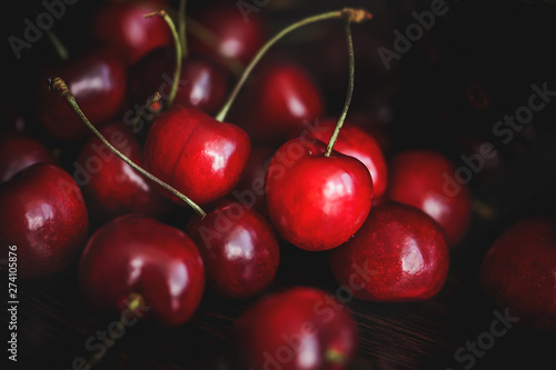 Sweet Red Cherries in elegant High Glass