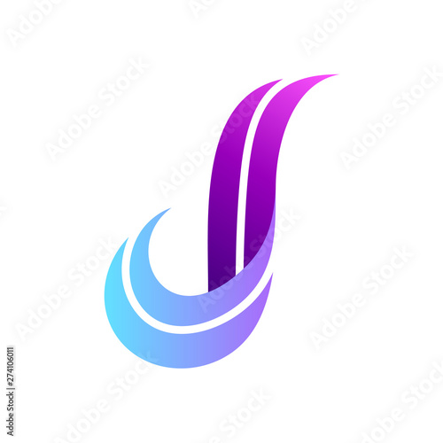 initial letter J logo design with line concept