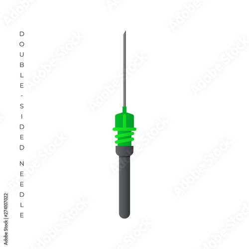 Double-sided Needle vector illustration isolated on white background. Winged Infusion set of Vacuum blood collection system.
