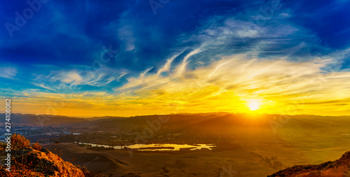 Sunset panorama of Lake and Valley