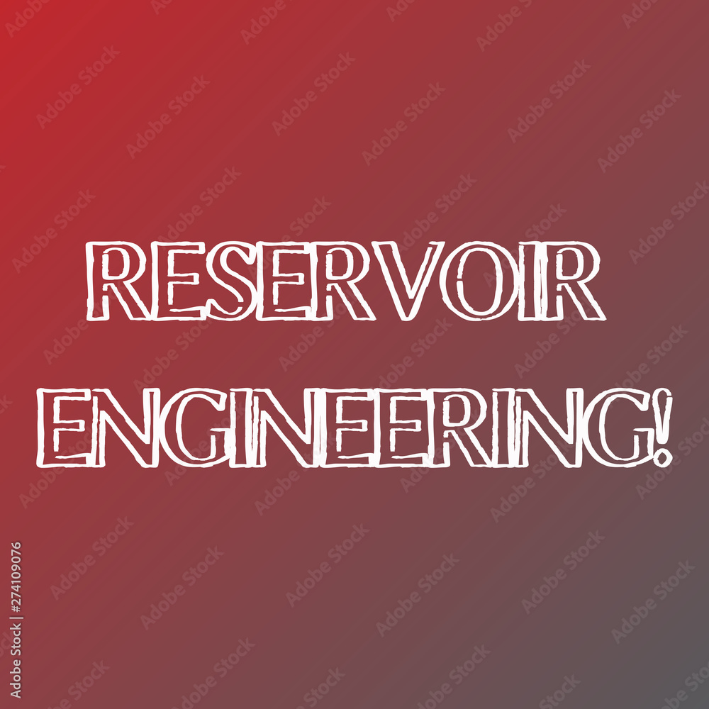 Conceptual hand writing showing Reservoir Engineering. Concept meaning evelopment and production of oil and gas reservoirs Solid Colors of Red and Gray, Creating Lighter Shade in the Center Conceptual hand writing showing Reservoir Engineering. Concept meaning evelopment and production of oil and gas reservoirs Solid Colors of Red and Gray, Creating Lighter Shade in the Center