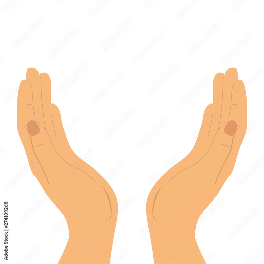 Hand icon. Human hands. Support, peace. Isolated object Hand icon. Human hands. Support, peace. Isolated object
