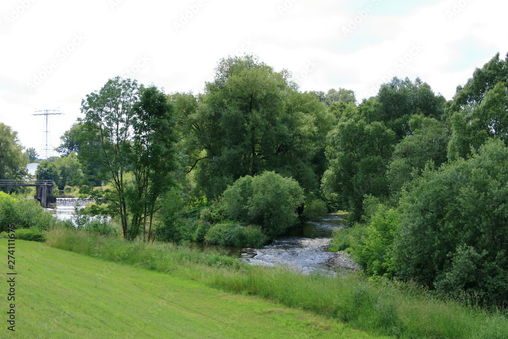 Fototapeta premium The small river Zschopau in Frankenberg/Saxony